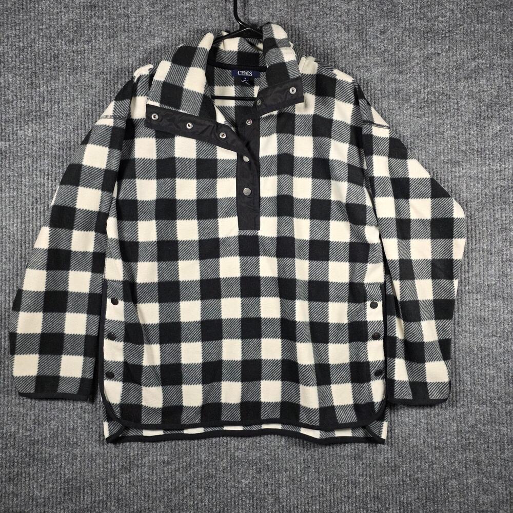 Chaps Buffalo Plaid Fleece Pullover Jacket Snap Neck‎ Womens M